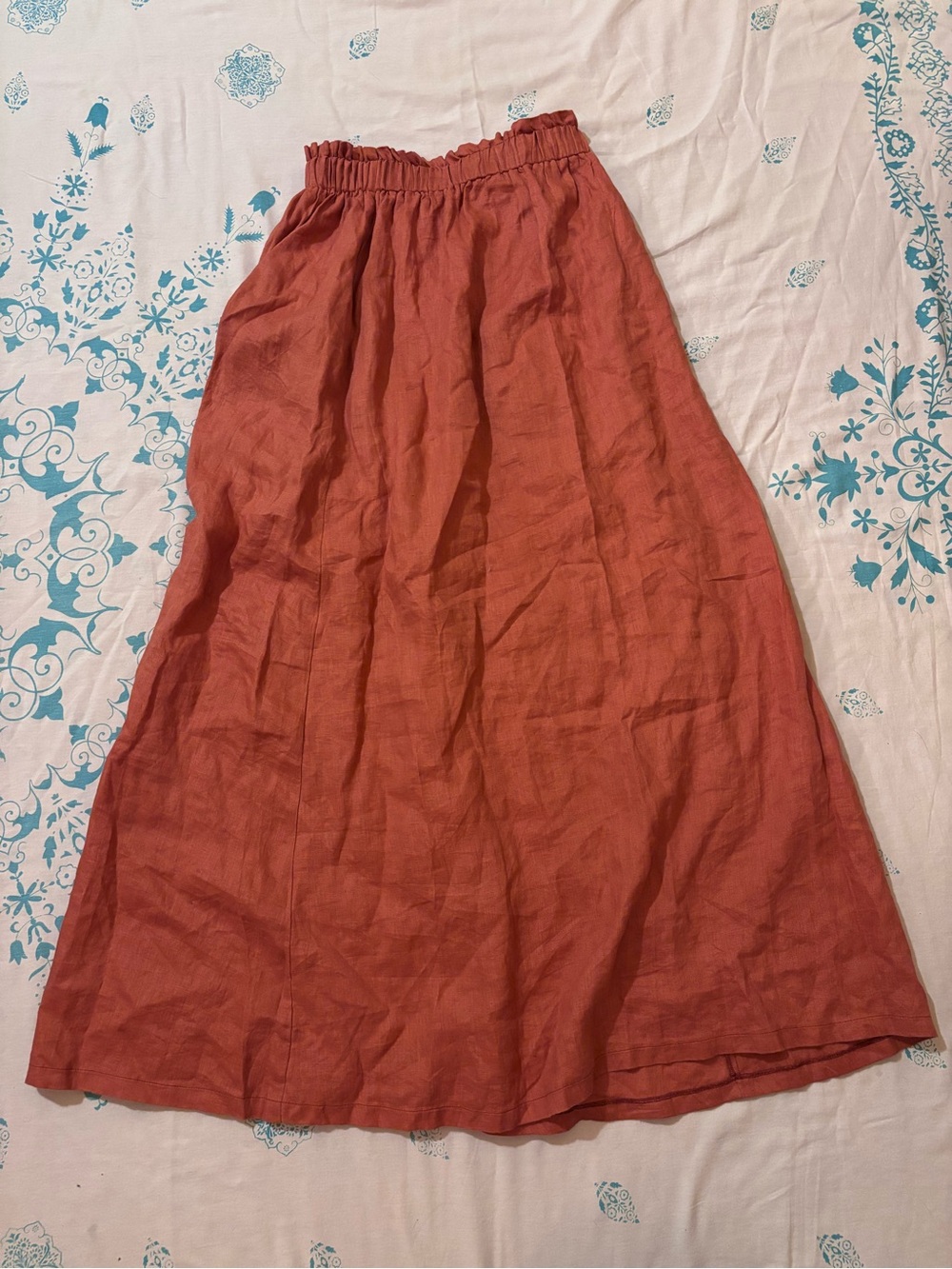 Visible Art Linen Skirt Long Boho Natural
